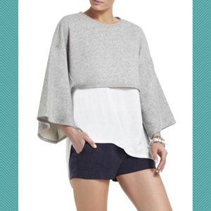 BCBG Maxazria Heathered Gray Kerey Kimono Sleeve Crop Top